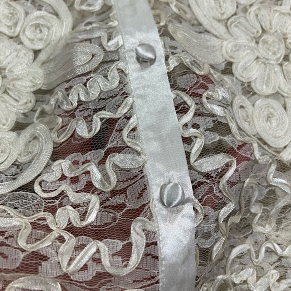 Fantazia Vintage lace Knit long sleeve blouse size S Small Sheer - Front Button - Picture 6 of 14